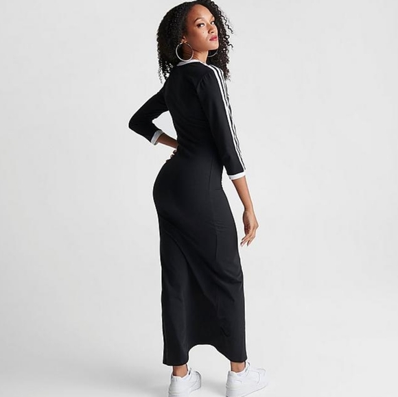 Adidas Adicolor Classics Maxi Dress black white stripes NWT. - Picture 13 of 14